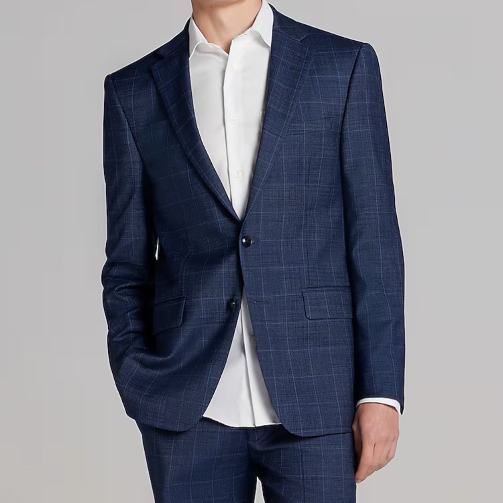 Slim Fit Wool Blend Windowpane Suit jacket